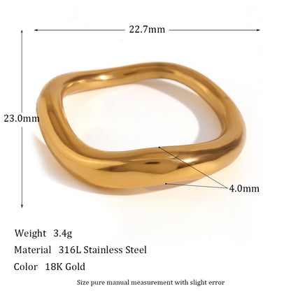 Twisted Wave Band Irregular Ring For Women 18K Gold Plated Wavy Stackable Ring Wedding Party Jewelry Gifts Dainty Accessories