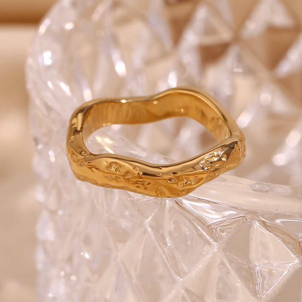 18K Gold Plated Sculptural Ring For Women Chunky Gold Ring Irregular Wavy Jewelry Gifts Birthday Gifts