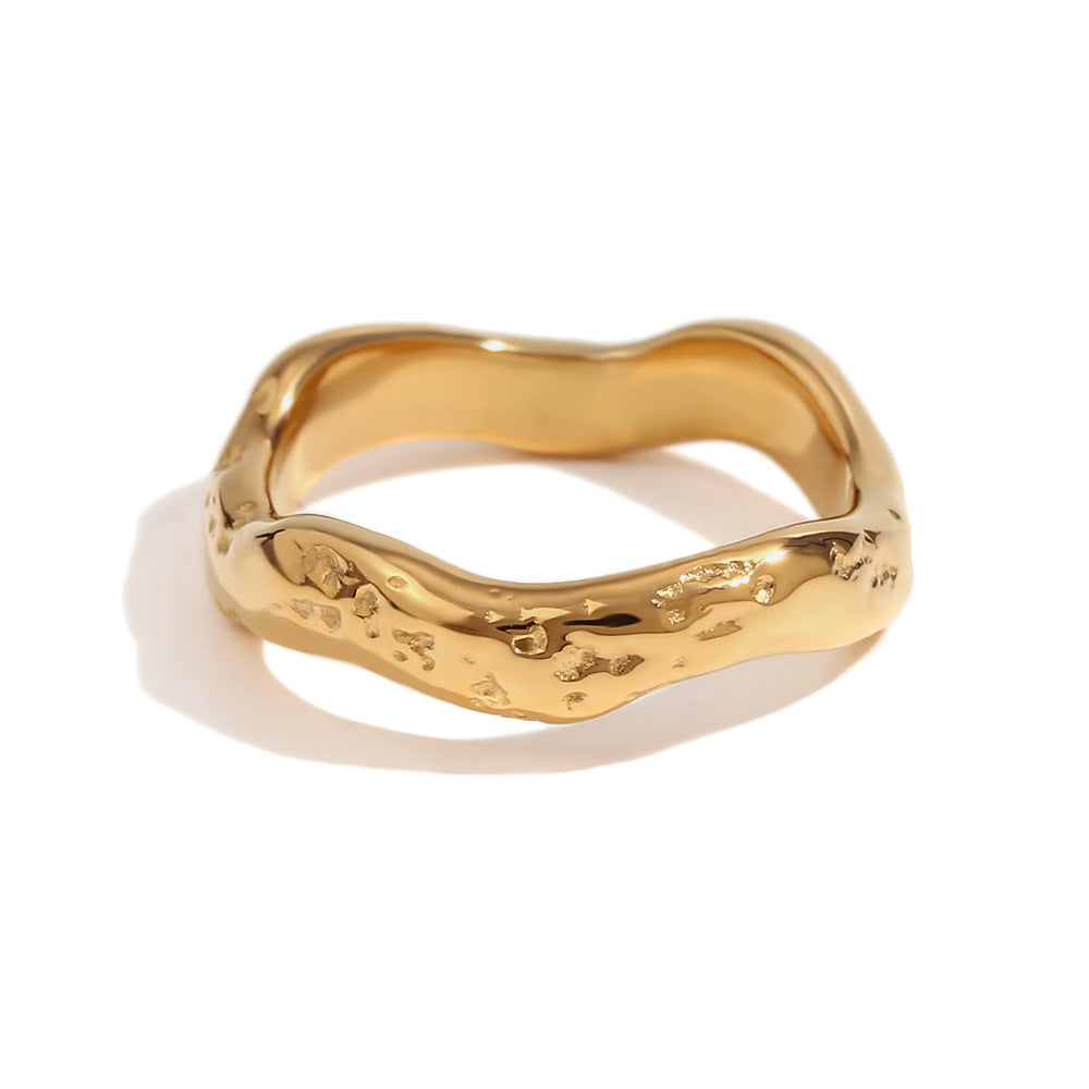 18K Gold Plated Sculptural Ring For Women Chunky Gold Ring Irregular Wavy Jewelry Gifts Birthday Gifts